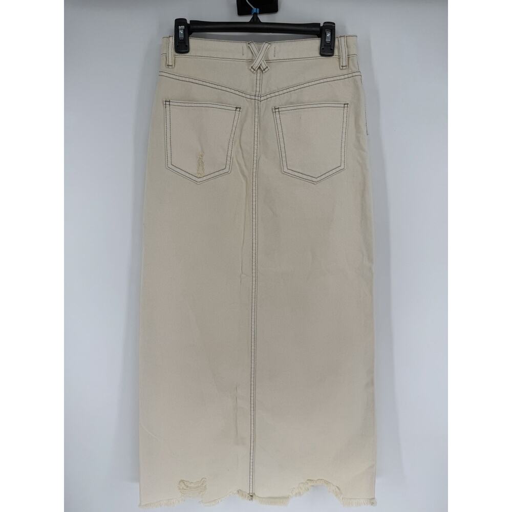 We the Free People Come As You Are Denim Maxi Skirt Wisp Cream Size 26 - Picture 6 of 11